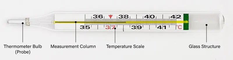 the parts of gallium thermometers